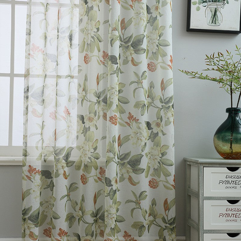 American-style Printed Cotton And Linen Window Sheer Small Curtains Semi-sheer Curtain Fabric