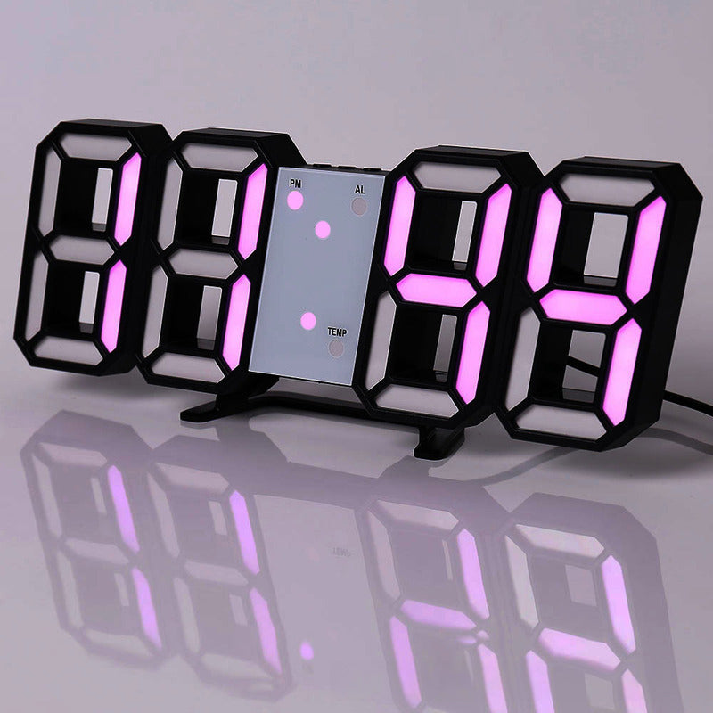 3D LED Digital Alarm Clock with Colorful Display, 12/24 Hour Format for Office, Living Room, Bedroom, Kitchen