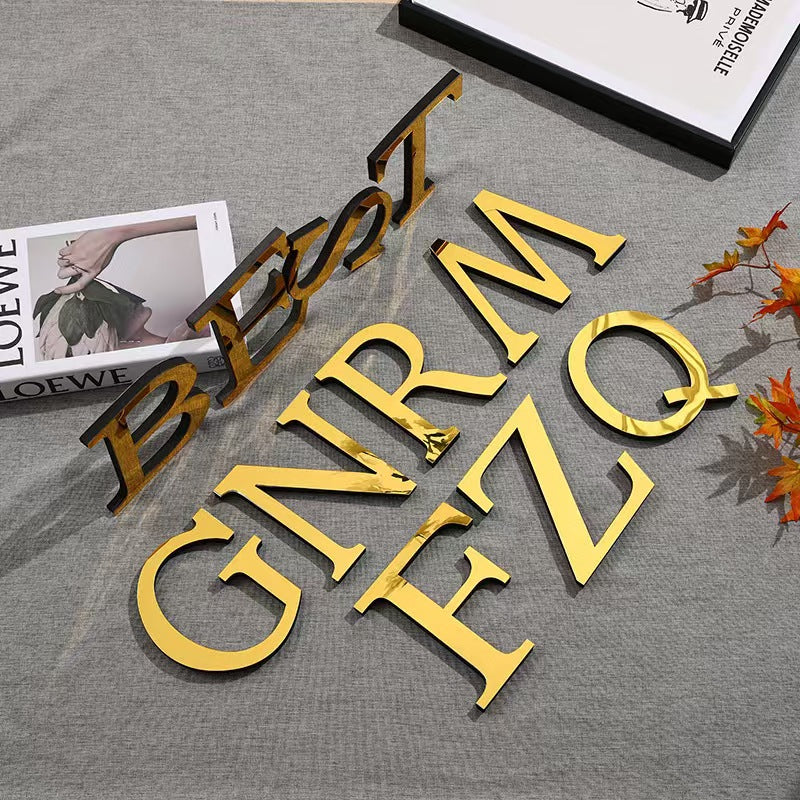 Acrylic Mirror Letter EVA English Alphabet Decorative Creative Wall Sticker Advertising Letter Home Decoration