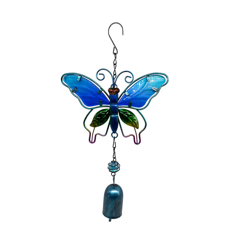 Butterfly Wind Chime Metal Craft Glass Painted Aluminum Tube Hanging Decoration Creative Home Decor Bell Wind Chime Tube Ornament In Stock