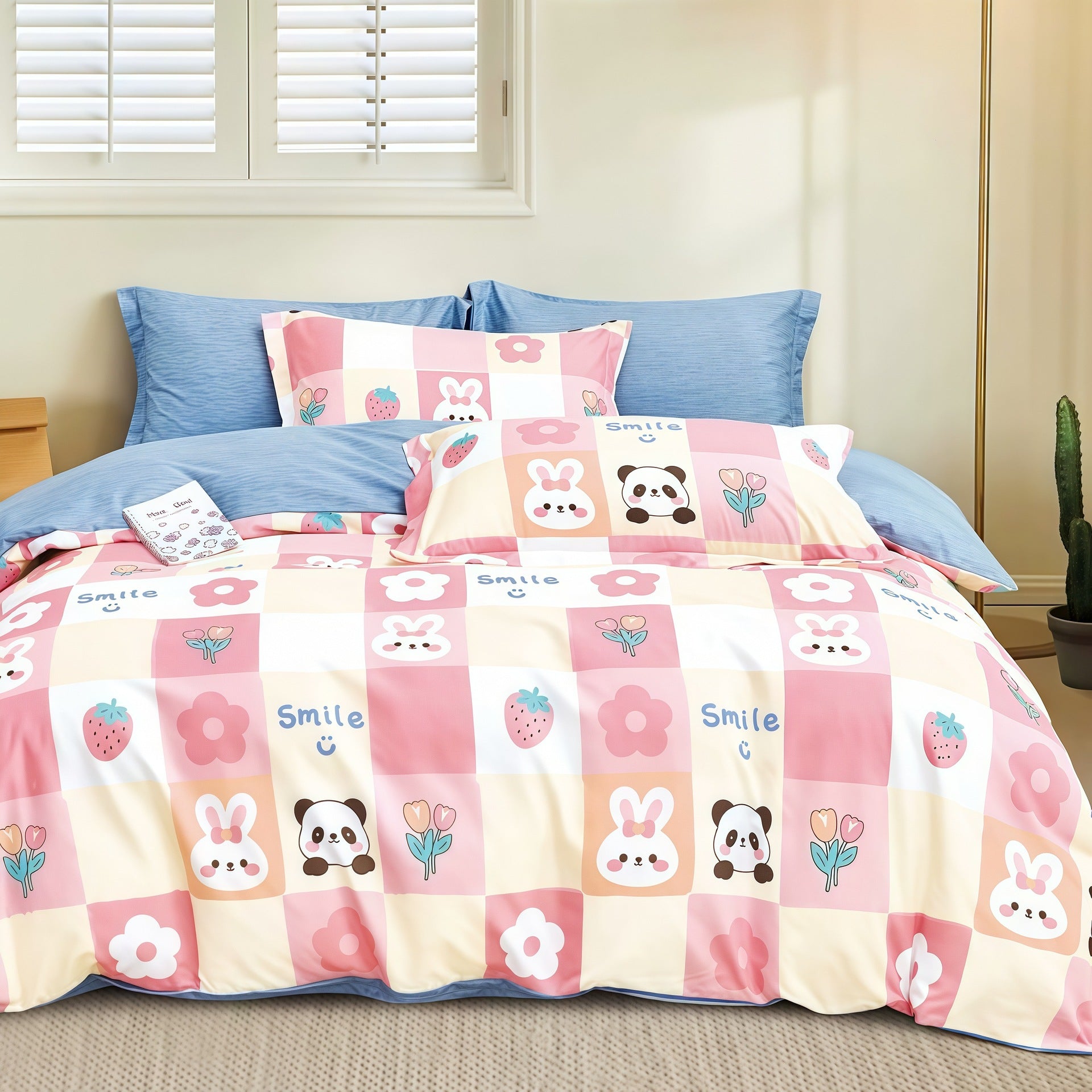 Cotton Flower Four-Piece Bed Sheet  Duvet Cover  And Fitted Sheet Set For Bedding