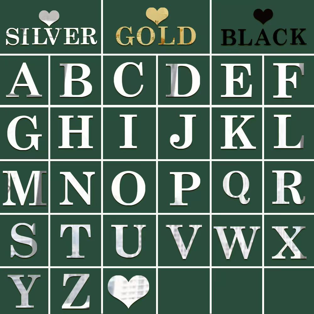 Acrylic Mirror Letter EVA English Alphabet Decorative Creative Wall Sticker Advertising Letter Home Decoration