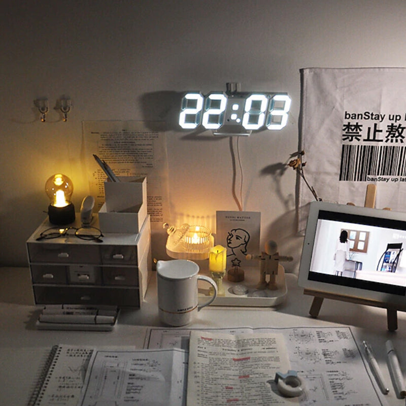 3D LED Digital Alarm Clock with Colorful Display, 12/24 Hour Format for Office, Living Room, Bedroom, Kitchen