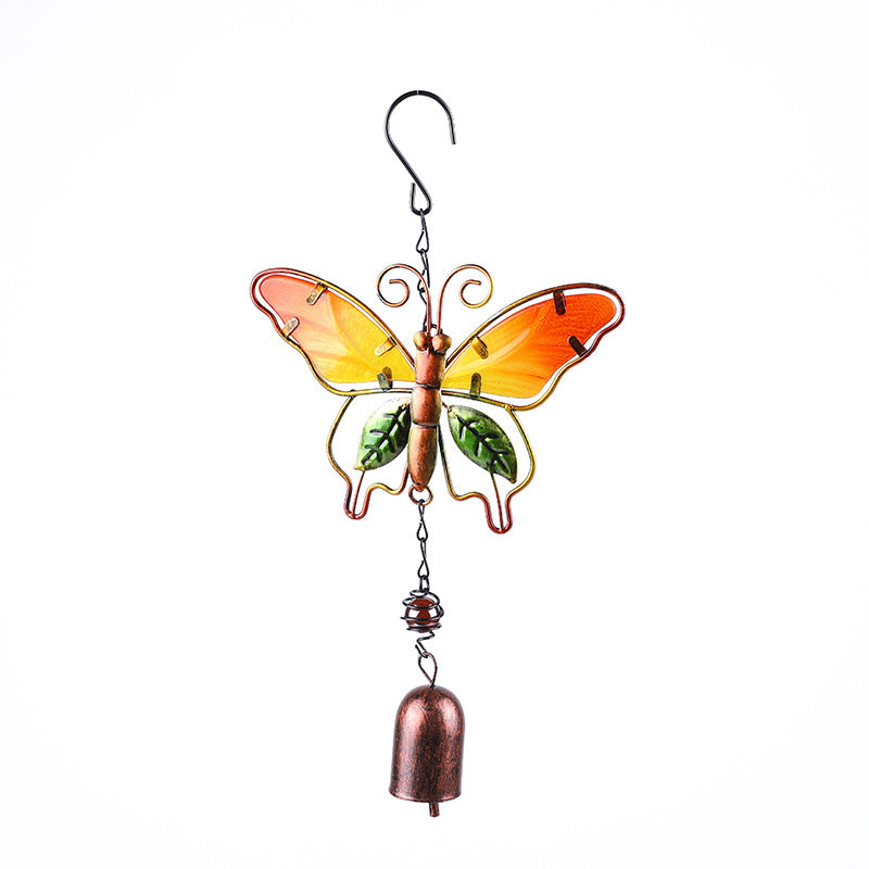 Butterfly Wind Chime Metal Craft Glass Painted Aluminum Tube Hanging Decoration Creative Home Decor Bell Wind Chime Tube Ornament In Stock