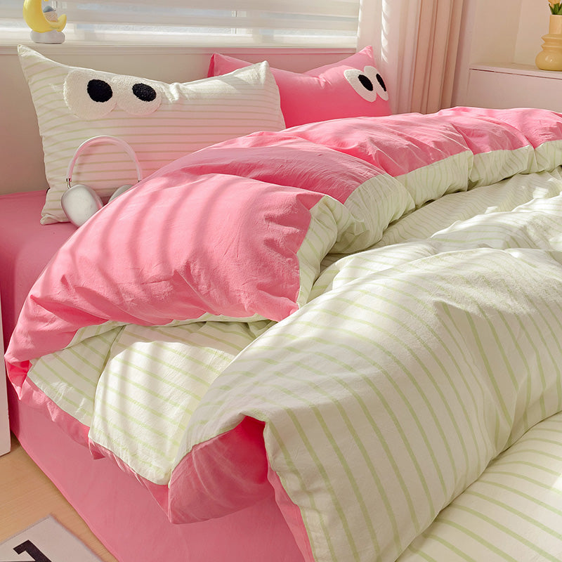 Big Eyes Four-piece Bedding Set Sanding Duvet Cover Bedding Suit