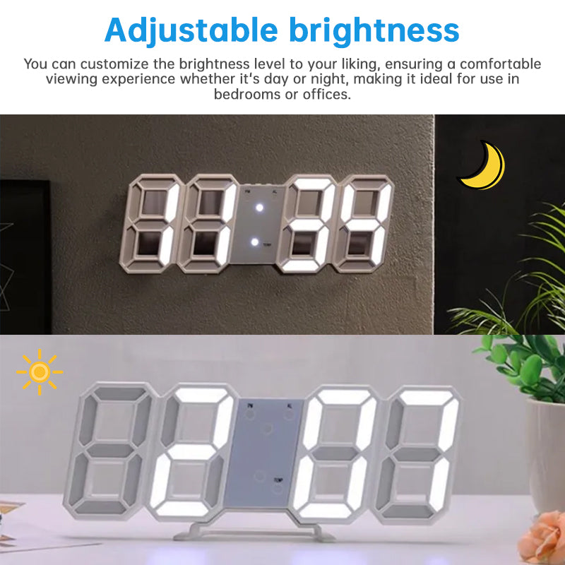 3D LED Digital Alarm Clock with Colorful Display, 12/24 Hour Format for Office, Living Room, Bedroom, Kitchen