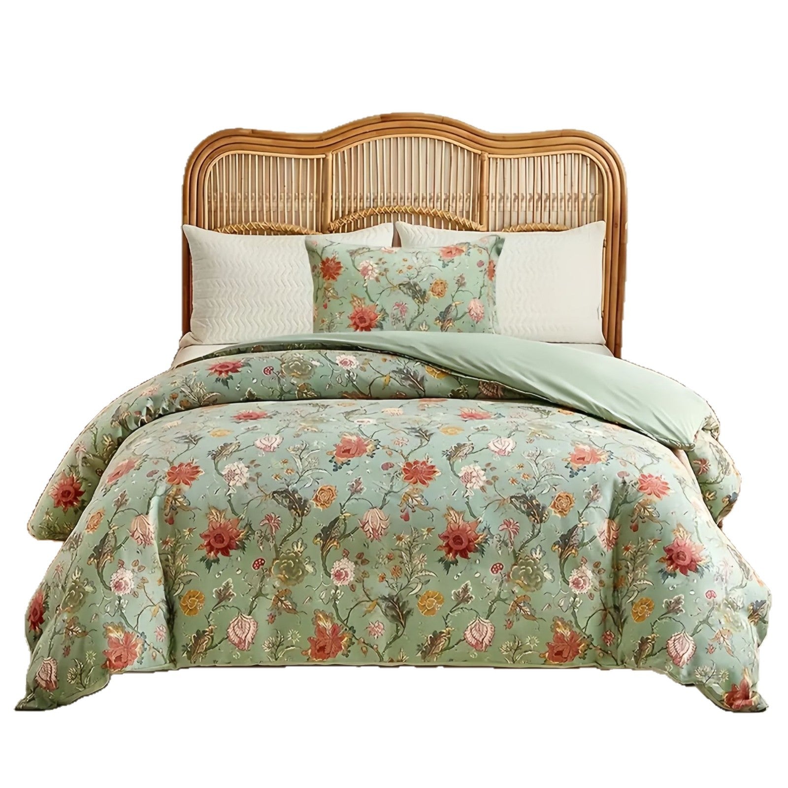 Cotton Flower Four-Piece Bed Sheet  Duvet Cover  And Fitted Sheet Set For Bedding