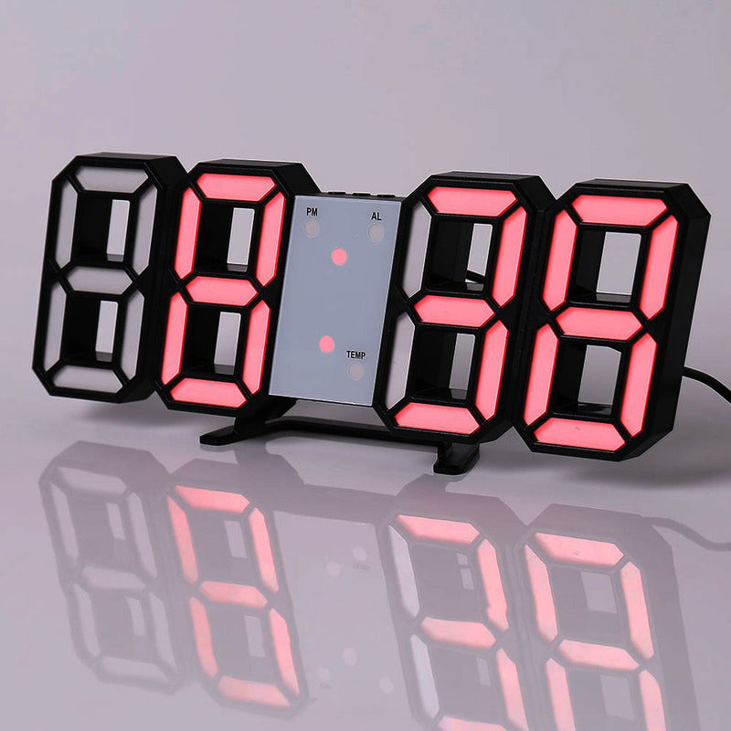 3D LED Digital Alarm Clock with Colorful Display, 12/24 Hour Format for Office, Living Room, Bedroom, Kitchen