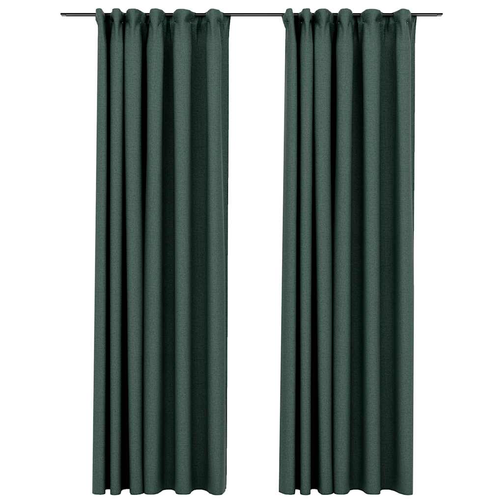 blackout curtains with hooks, linen look, 2 pieces.