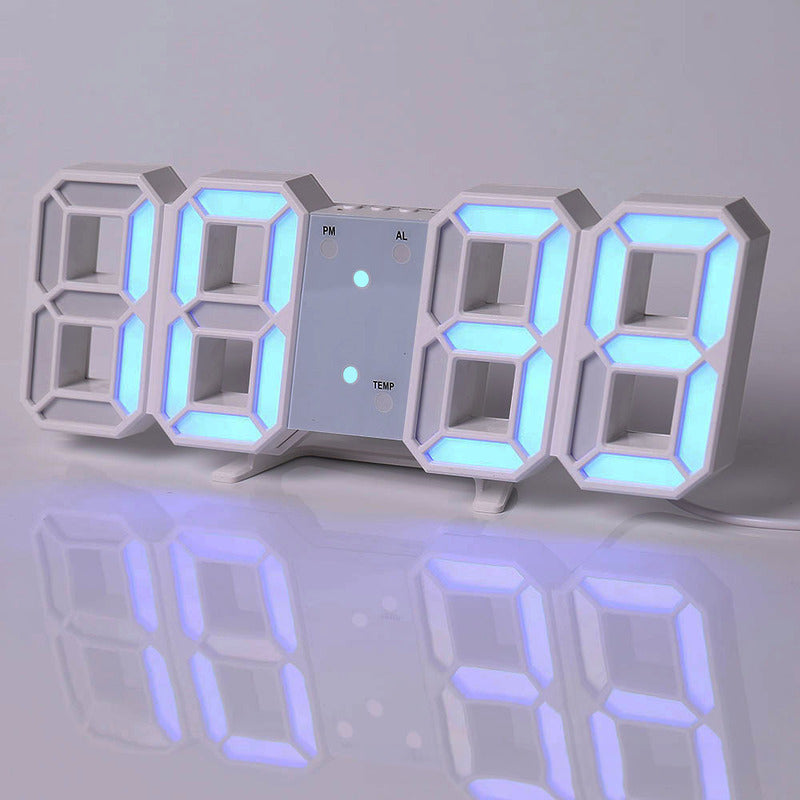3D LED Digital Alarm Clock with Colorful Display, 12/24 Hour Format for Office, Living Room, Bedroom, Kitchen