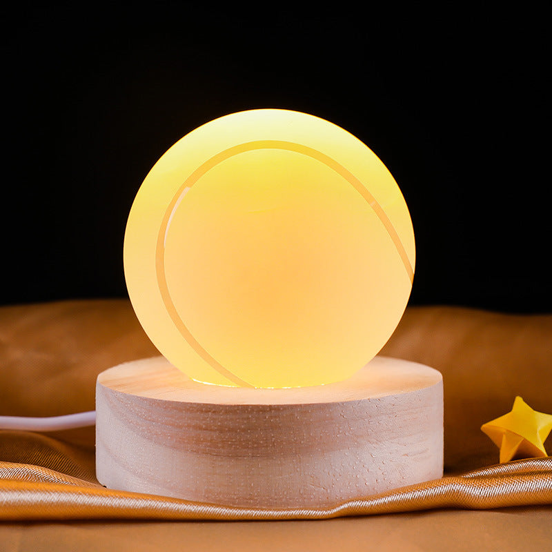 Creative 3D Internal Carving Night Light Basketball Crystal Ball Decoration Gift for Men's Birthday
