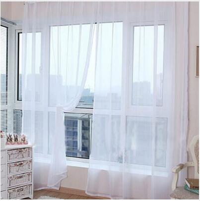 100*200cm Cheap Modern Window Curtain Home White Tulle Curtains for Living Room Bedroom Bathroom Polyester Window Screen