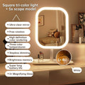 Large Square Rotating LED Makeup Mirror with Adjustable Lighting, 1~2PCS, Vanity Mirror for Girls Dormitory & Home Use