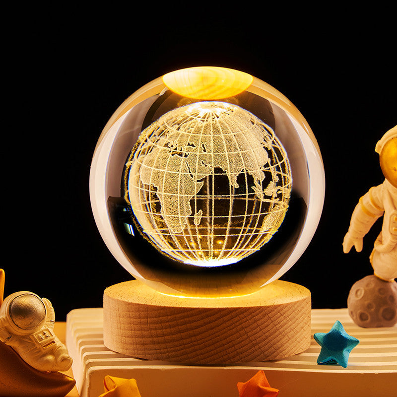 Creative 3D Internal Carving Night Light Basketball Crystal Ball Decoration Gift for Men's Birthday
