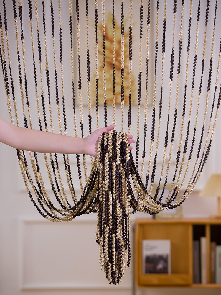 For Living Room Partition Curtain Line Pearl Door Curtain Punch-free Wedding Silver Silk Tassel Curtain